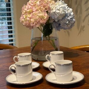 Vera Wang Grosgrain Espresso Cups & Saucers (4)